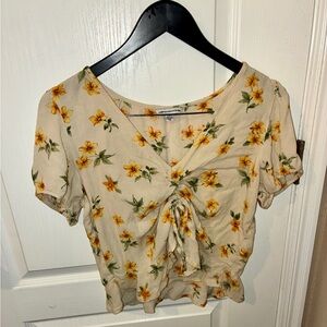 American Eagle Outfitters Yellow Floral Blouse